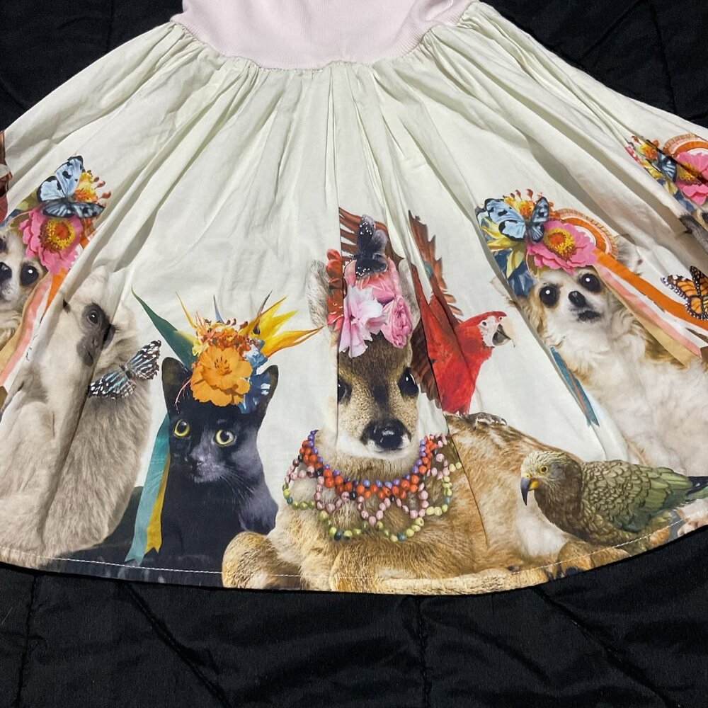 Molo Girls Cassandra Party Animals Dress Ribbed Long Sleeve 7-8 Years Old - Picture 4 of 12